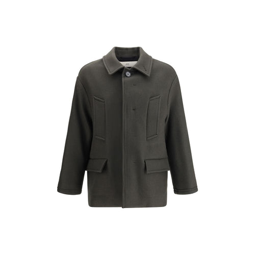 Ami Paris Grey Wool Fleece Coat