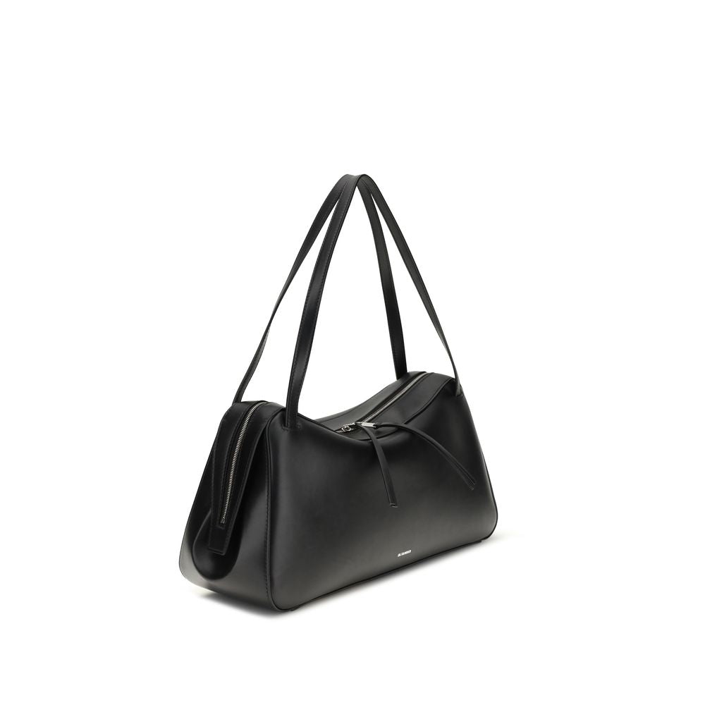 Jil Sander Schwarze Schultertasche aus Kalbshaut Bos Taurus
