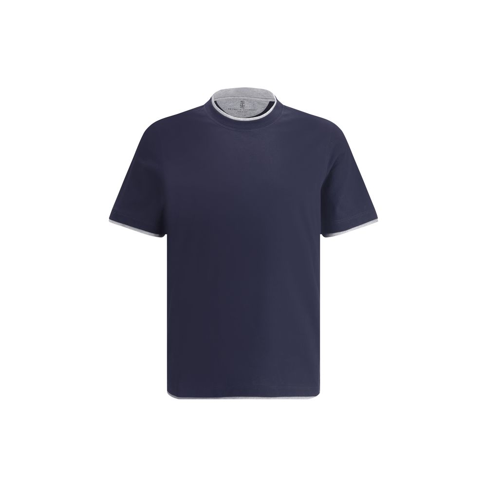 Brunello Cucinelli Blaues Baumwoll-T-Shirt