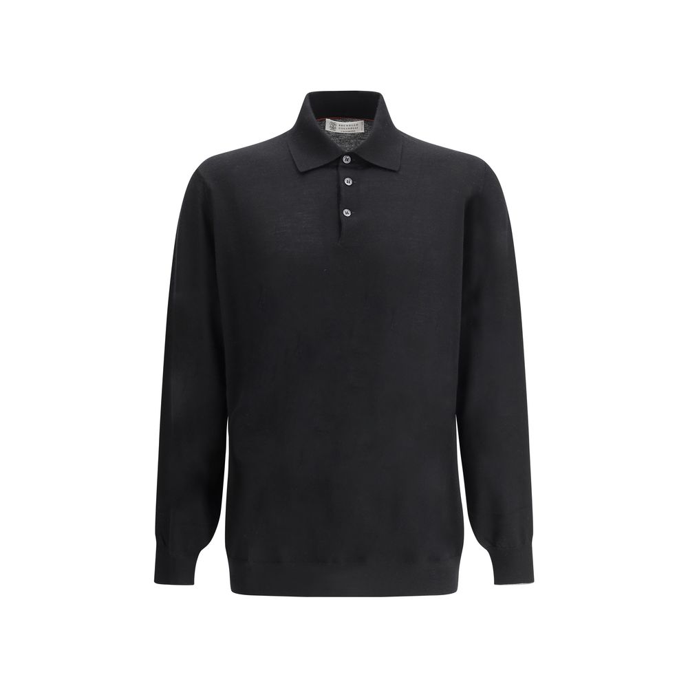 Brunello Cucinelli Black Cashmere Polo Shirt