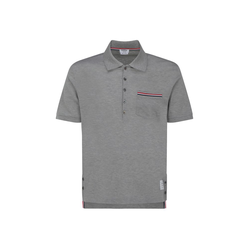 Thom Browne Graues Baumwoll-Poloshirt
