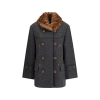 Prada Grauer Wollmantel aus Fleece