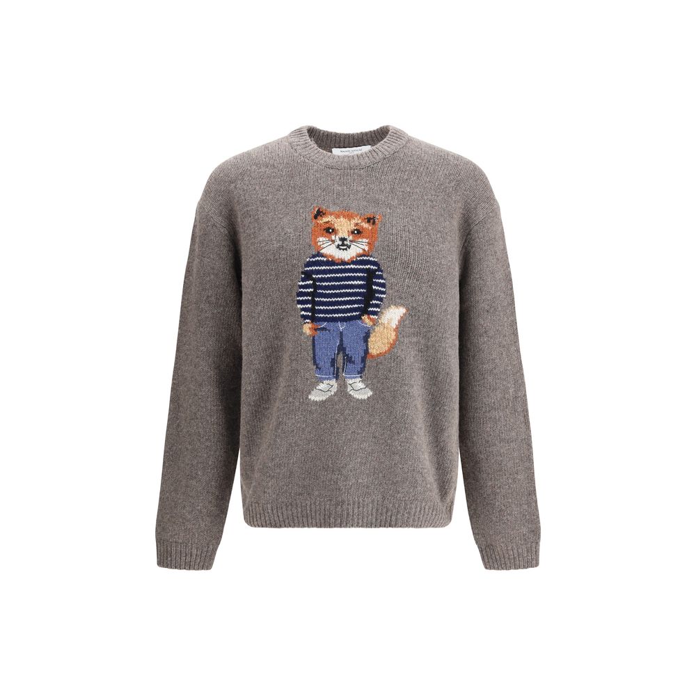 Maison Kitsuné Grauer Wollpullover