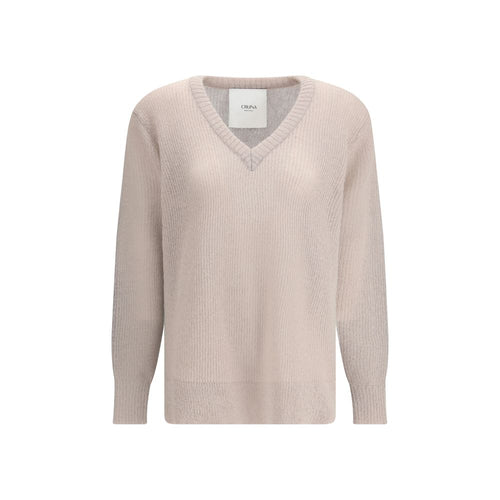 Cruna Grau melierter Mohair-Pullover