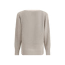 Cruna Grau melierter Mohair-Pullover