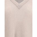 Cruna Grau melierter Mohair-Pullover