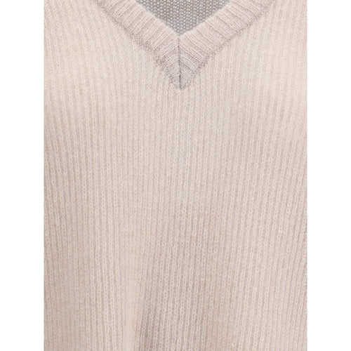 Cruna Grau melierter Mohair-Pullover